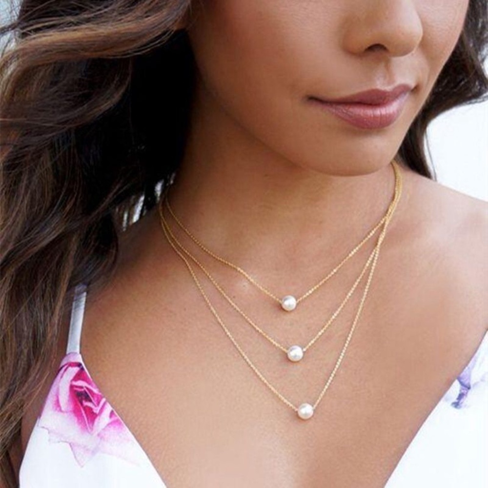 *EMMA* Gold Multilayer Fashion Pearl Necklace